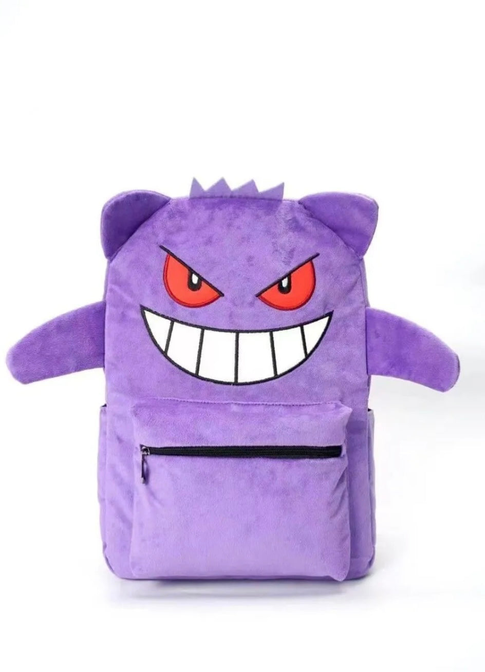 Pokémon Gengar Faux Fur Backpack Fluffy Anime School Bag by Bioworld