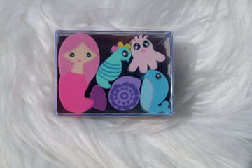 Kawaii Mermaid & Sea Animal Eraser Set – Chunky Ocean-Themed School Supplies for Kids