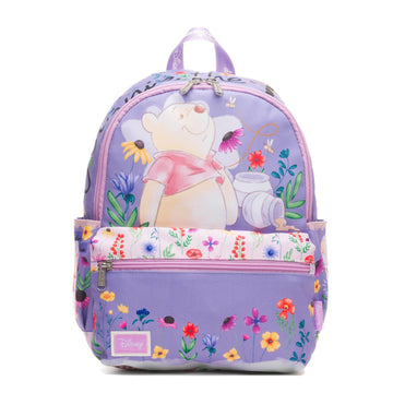 Disney Winnie the Pooh and Friends Mini Backpack – 13" Lilac Nylon Bag with Adjustable Straps