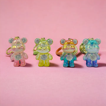 CyberPunk Ombre Rhinestone Teddy Bear Keychain