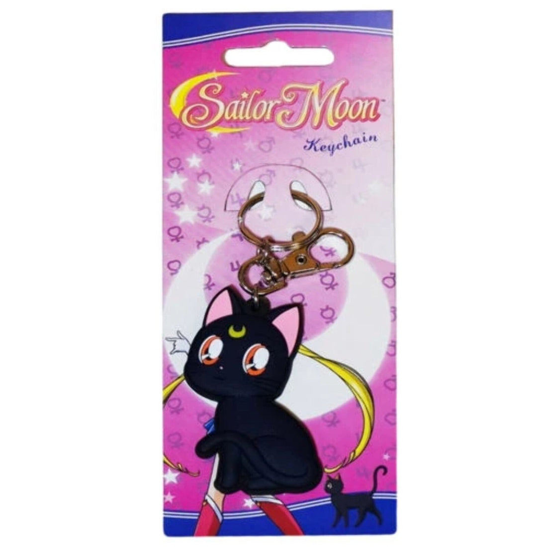 Official Sailor Moon Luna Cat Keychain – Rubber Anime Character Keychain with Ring & Lobster Clasp