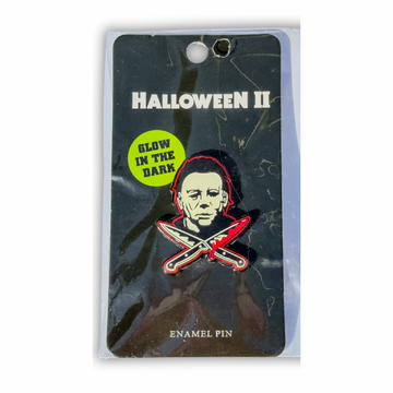 Michael Myers Halloween II Glow in the Dark Pin – Horror Movie Enamel Pin, Michael Myers Mask Collectible, Horror Pins