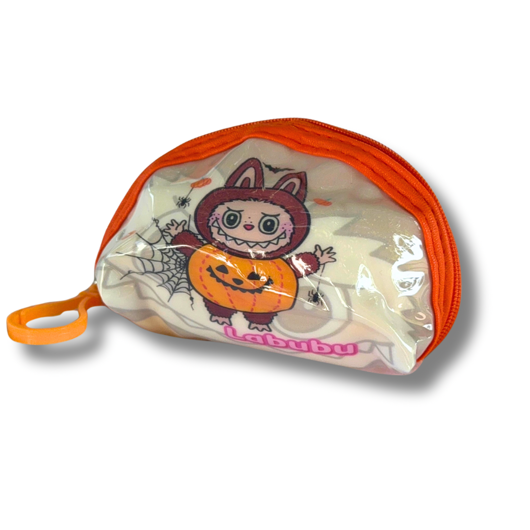Halloween Labubu Coin Purse Keychain – Labubu Bag Charm Zipper Pouch with Claw Clip