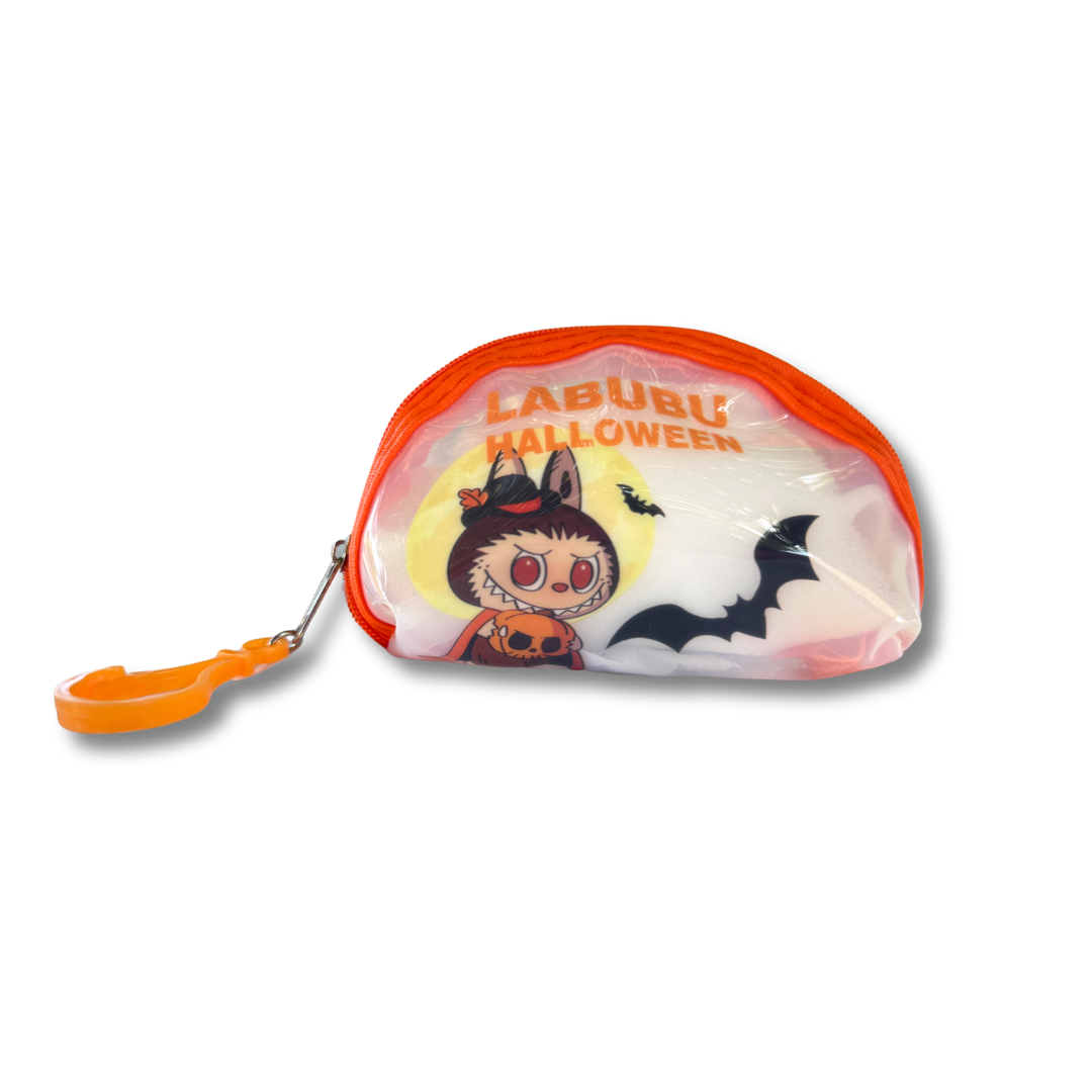 Halloween Labubu Coin Zipper Pouch – Cute Bag Charm with Claw Clip for Purse or Backpack