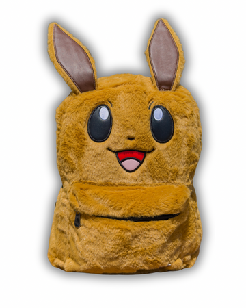 Eevee Faux Fur Plush Pokemon Backpack with 3D Ears