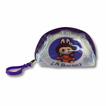 Halloween Labubu Coin Zipper Pouch – Cute Bag Charm with Claw Clip for Purse or Backpack