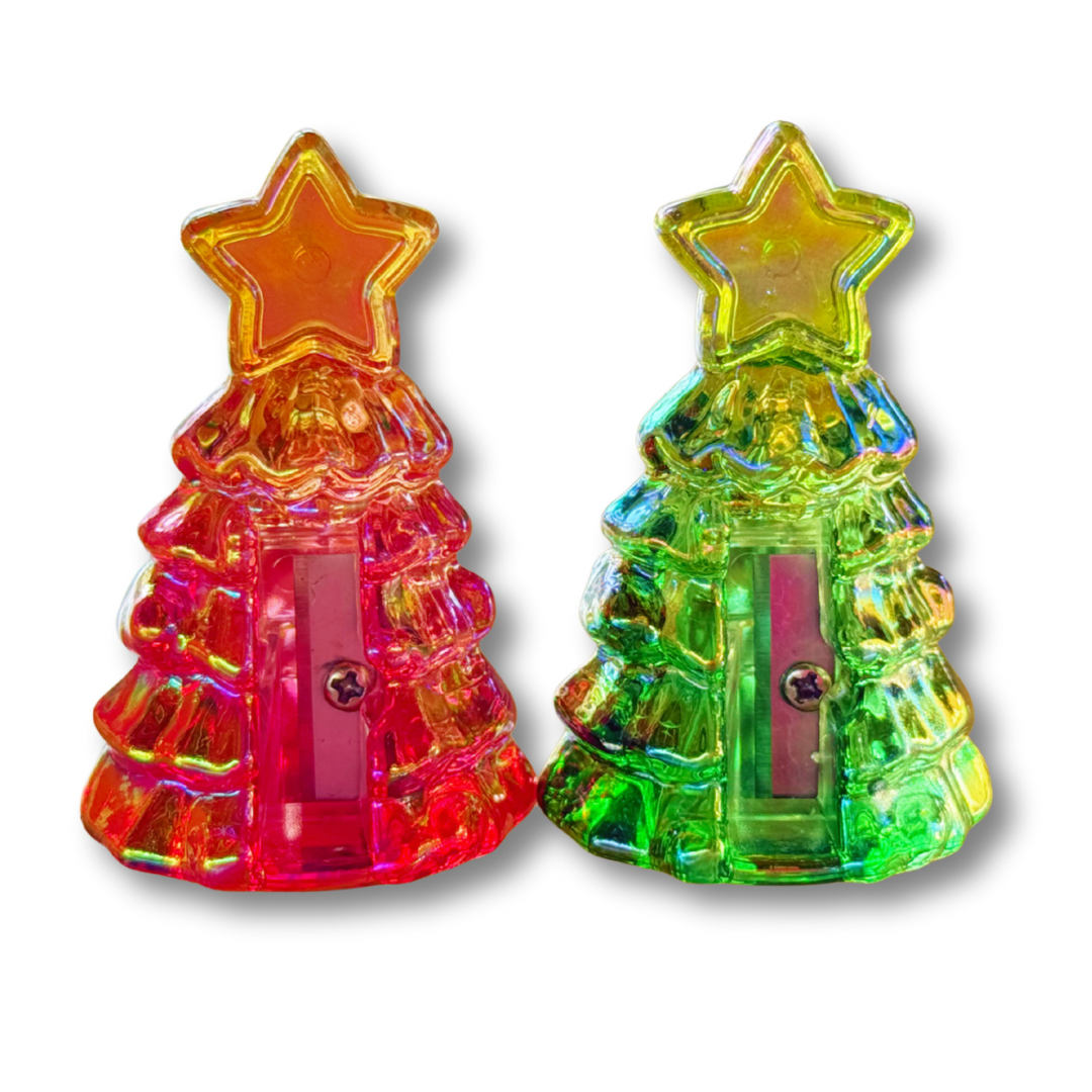 Iridescent Christmas Tree Sharpener Bundle – Cute Holiday Pencil Sharpeners for Kids, Students & Teens