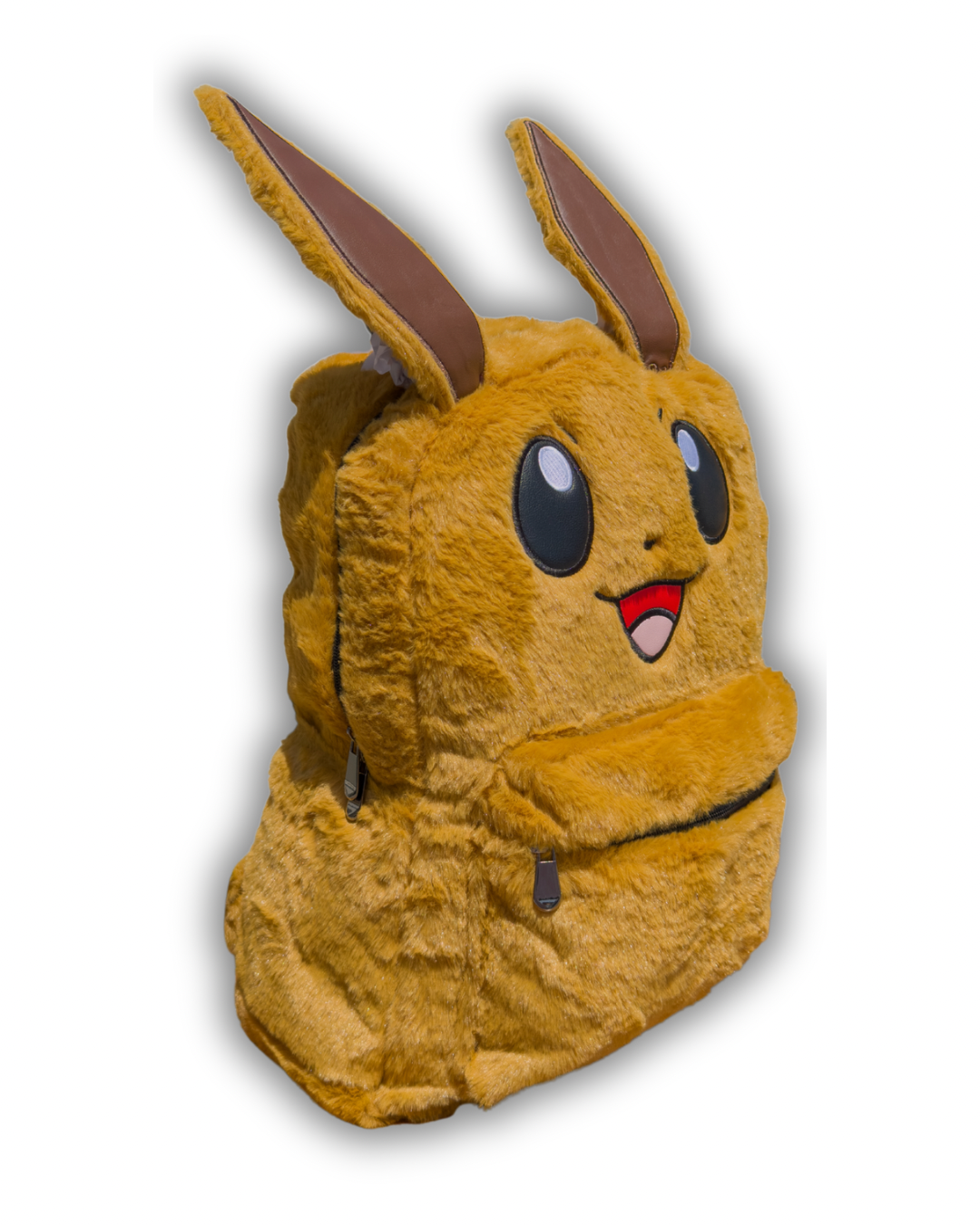 Eevee Faux Fur Plush Pokemon Backpack with 3D Ears
