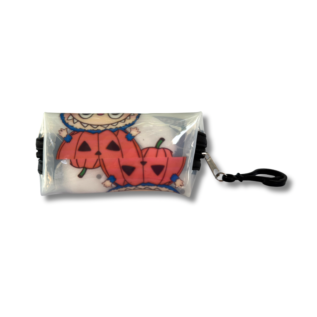 Halloween Labubu Coin Purse Keychain – Labubu Bag Charm Zipper Pouch with Claw Clip