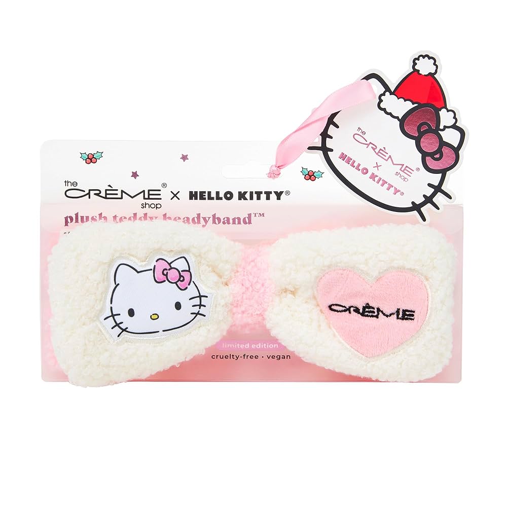 The Crème Shop Hello Kitty Holiday Spa Plush Headband – Christmas Hello Kitty Accessory & Stocking Stuffer