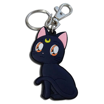 Official Sailor Moon Luna Cat Keychain – Rubber Anime Character Keychain with Ring & Lobster Clasp
