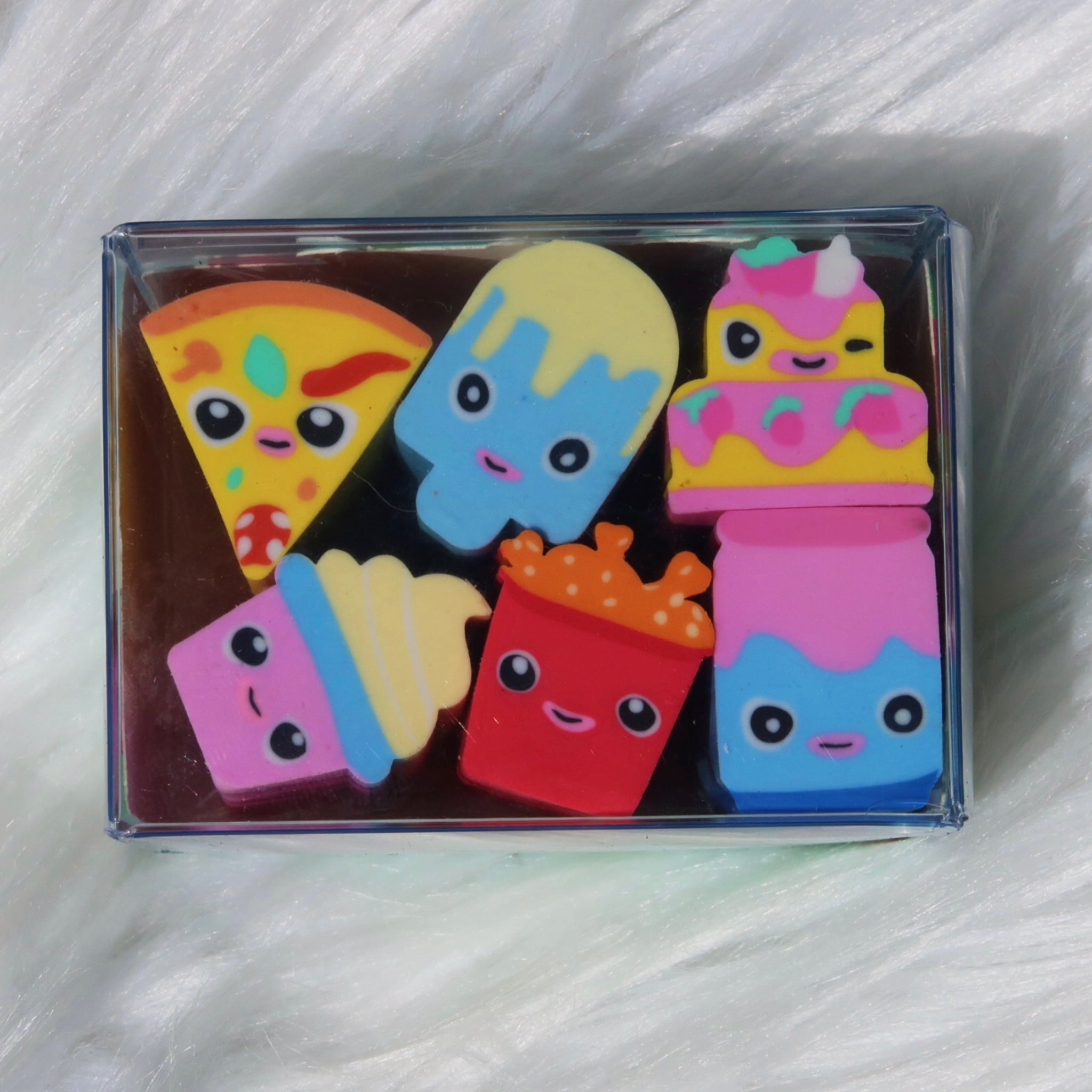 Chunky Kawaii Food Eraser Set – Cute Sliceable School Erasers for Kids & Students
