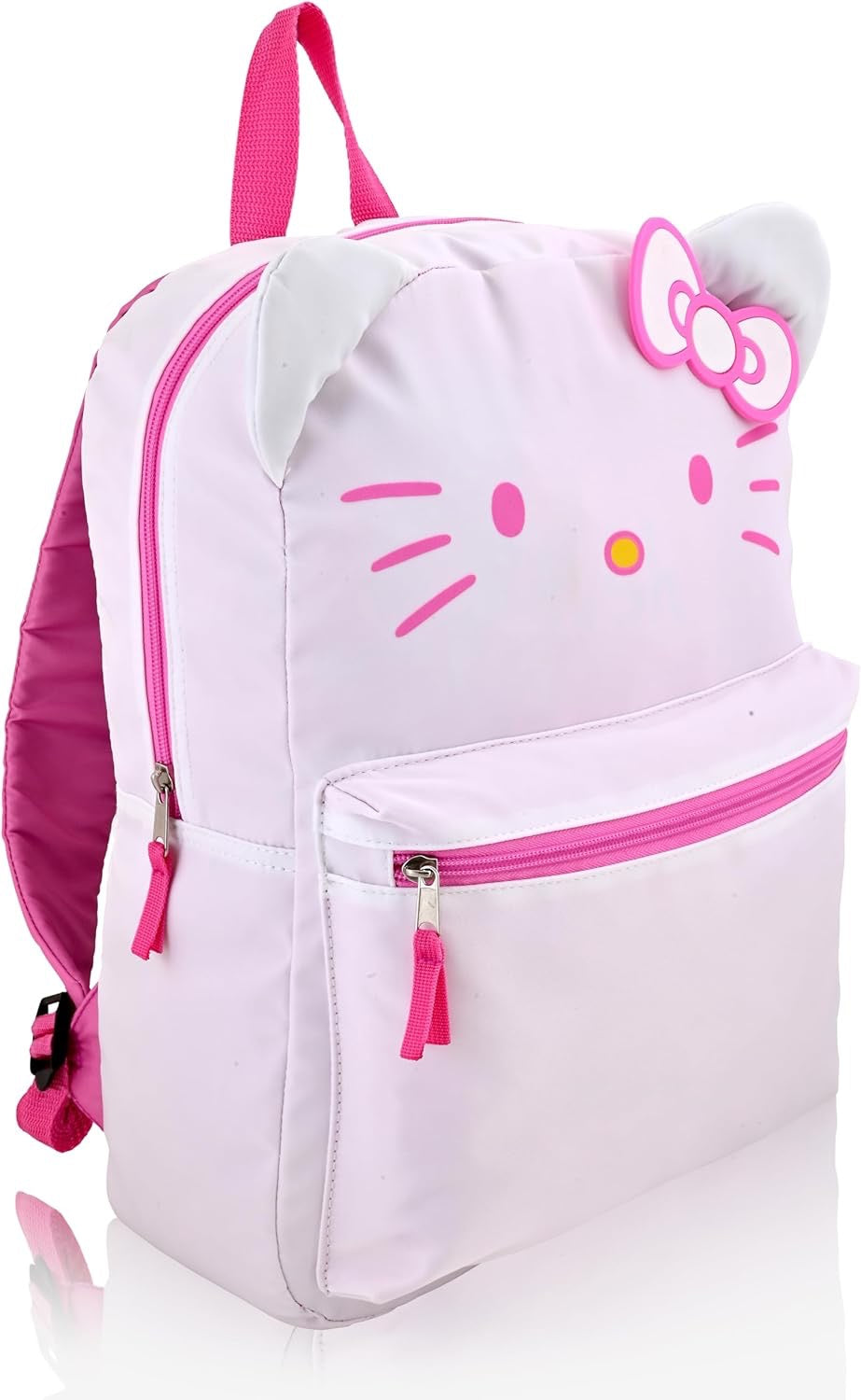 Hello Kitty 16" Kawaii Backpack with 3D Ears & Bow | Pink Sanrio Backpack for Toddlers, Kids & Teens | Durable Nylon School Bag for Girls & Boys