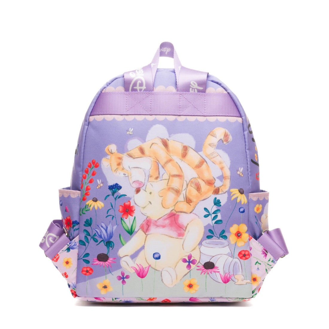 Disney Winnie the Pooh and Friends Mini Backpack – 13" Lilac Nylon Bag with Adjustable Straps