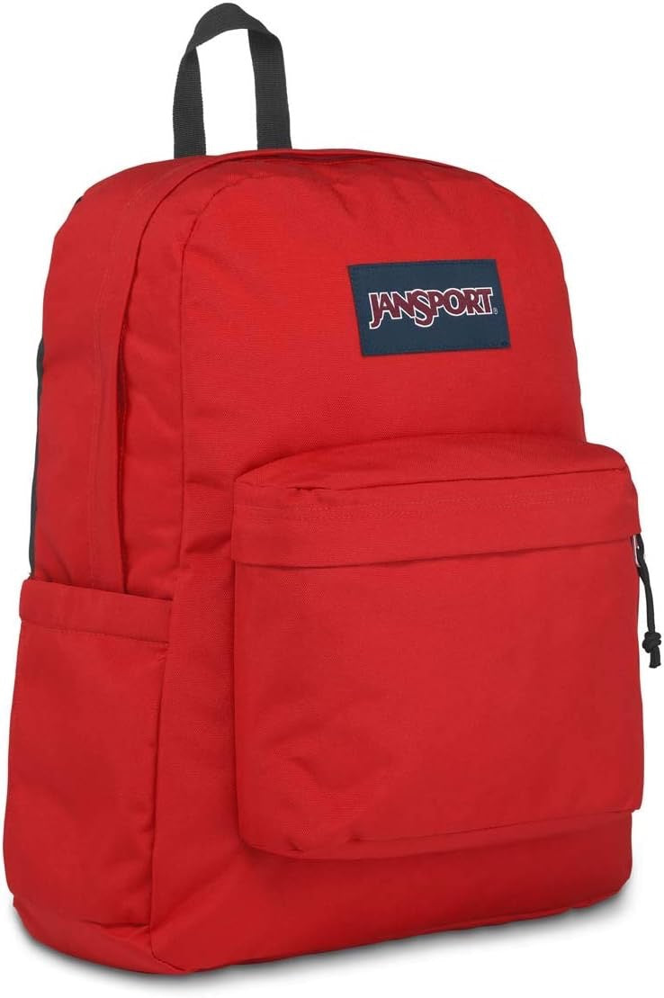 JanSport SuperBreak Red Backpack – Class, Travel, or Work Bag with Water Bottle Pocket