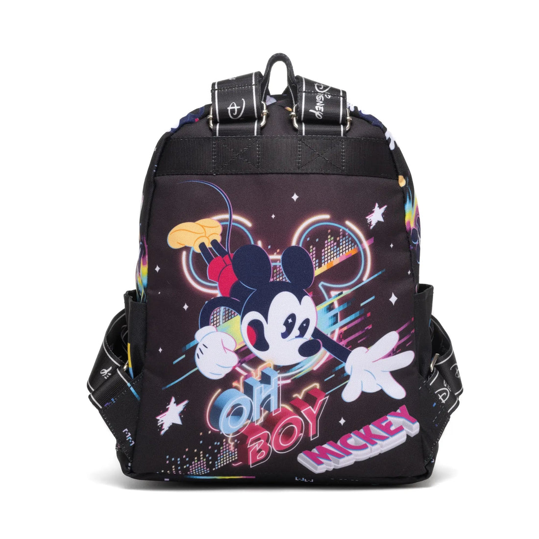 Disney VR Mickey Mouse Backpack – 13” Nylon Daypack with Front & Side Pockets, Adjustable Straps, and Digital Fantasy Graphics