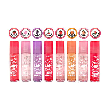 Amuse Kissing Fruit Lip Gloss Roller Ball | Flavored Shiny Lip Gloss